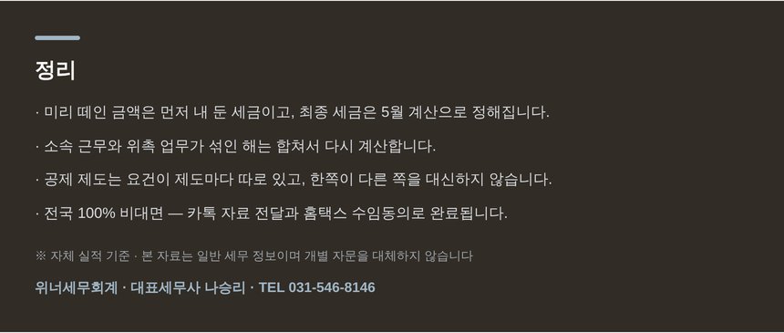 정리 — 환급 계산의 순서 요약