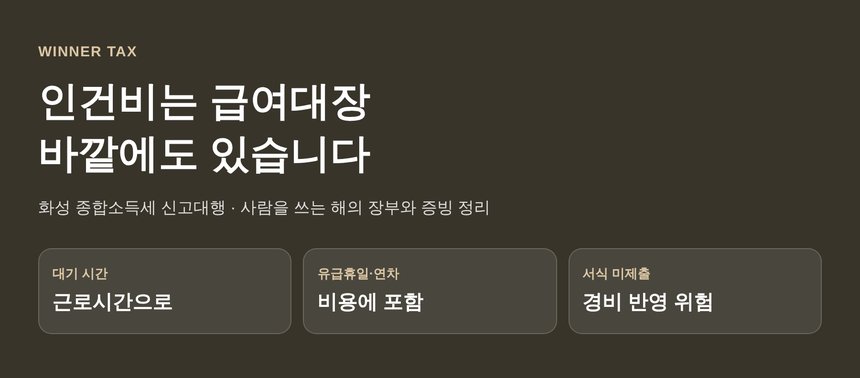 화성 종합소득세 신고대행 인건비 정리 핵심 요약