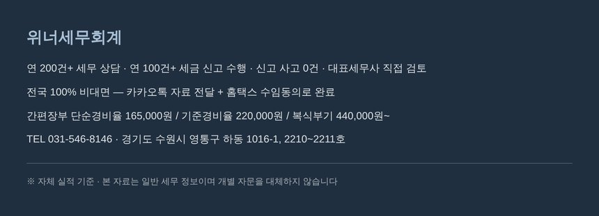 위너세무회계 종합소득세 신고 안내