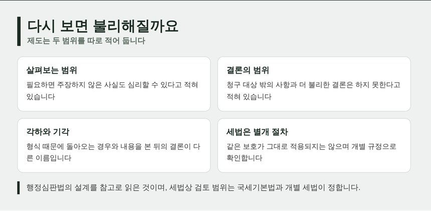 다시 검토할 때 살펴보는 범위와 결론의 범위