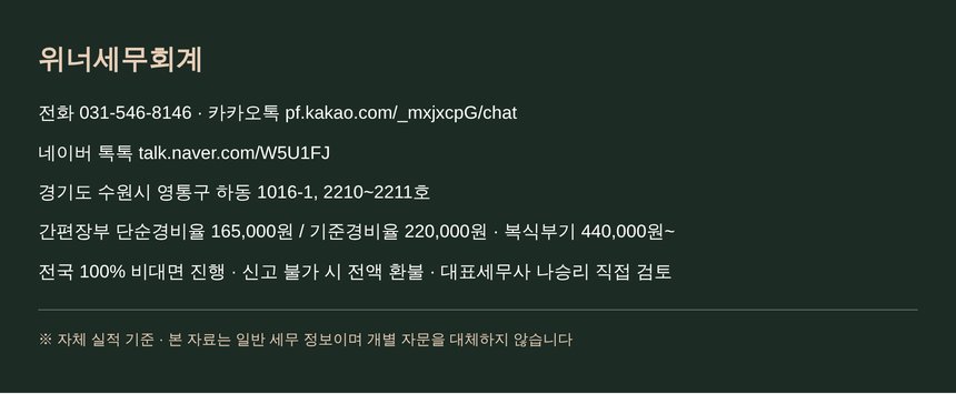 위너세무회계 연락처와 신고 비용 안내