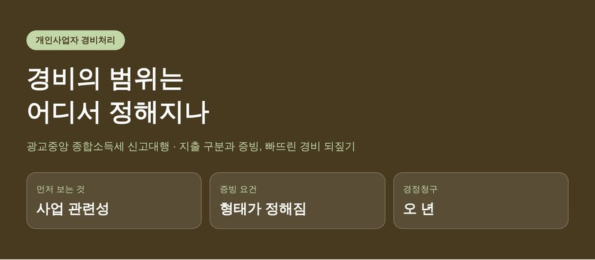 광교중앙 종합소득세 신고대행, 경비의 범위는 영수증 밖에서 정해집니다 (광교중앙 종소세 신고대행)