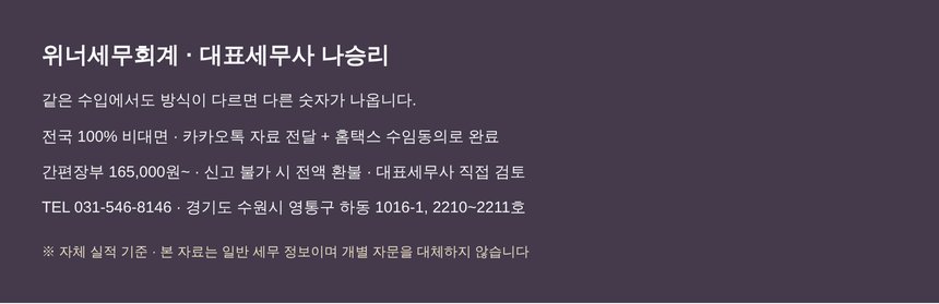 위너세무회계 종합소득세 신고 안내와 비용 기준