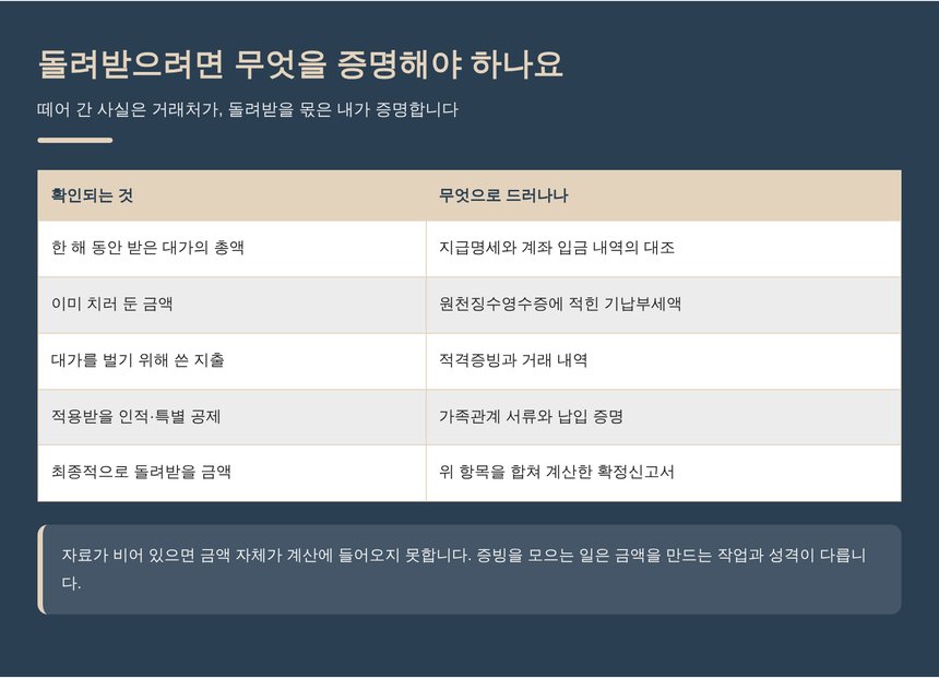 환급을 받기 위해 증명해야 하는 것