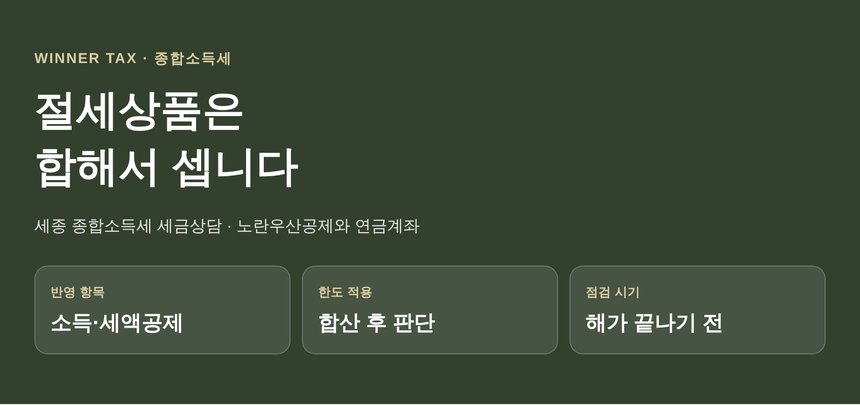 세종 종합소득세 세금상담, 절세상품은 여러 개여도 합해서 셉니다 (세종 종소세 세금상담)