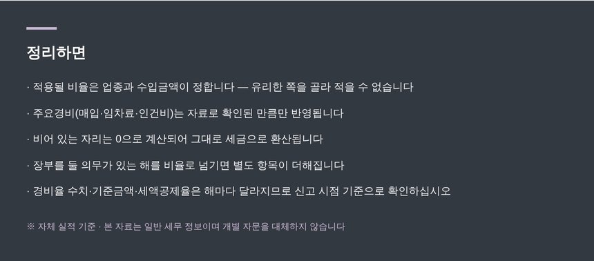 종합소득세 추계 신고 핵심 요약과 확인 사항