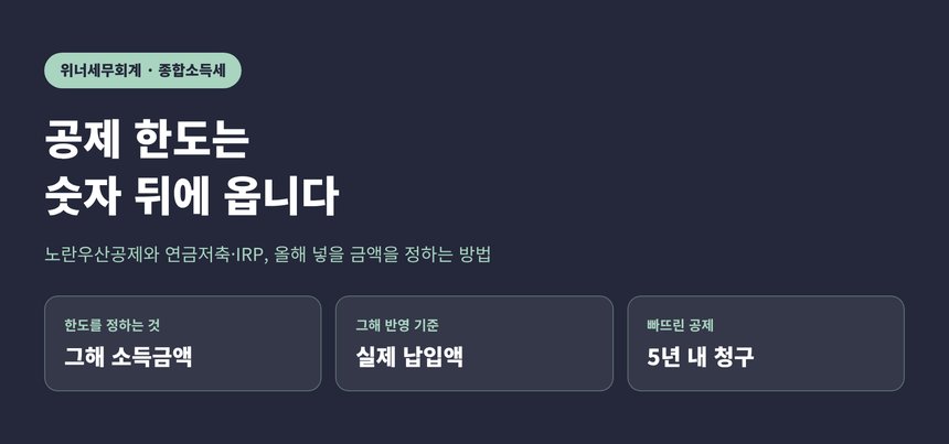 광진 종합소득세 세무사가 정리한 공제 한도 구조 요약
