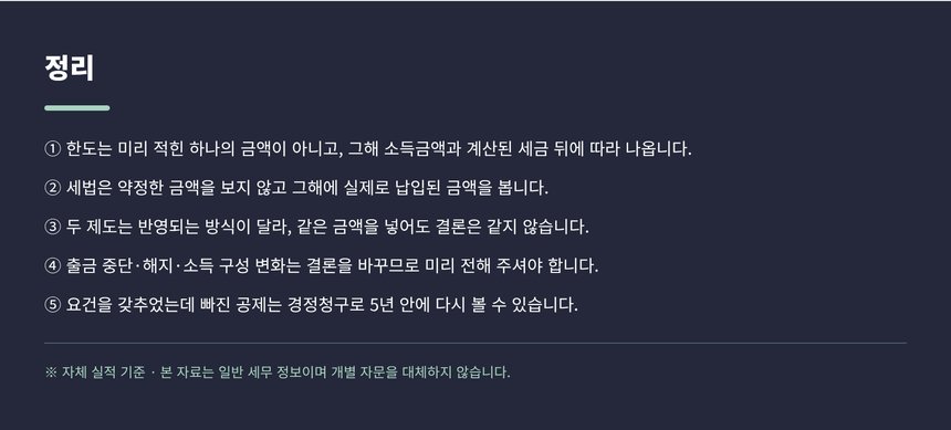 공제 한도와 납입액 정리 요약