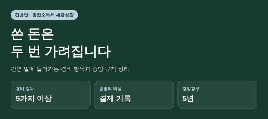 간병인 종합소득세 세금상담 안내 이미지 — 쓴 돈은 두 번 가려집니다