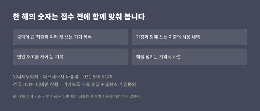 개인사업자 경비처리 상담 전에 보내 주실 자료 목록