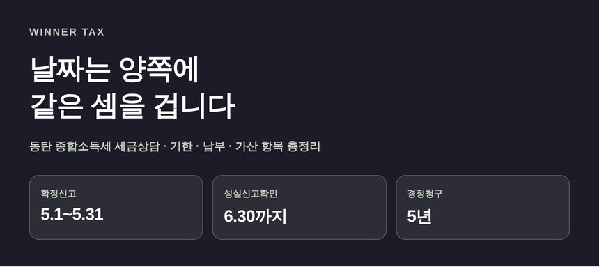 동탄 종합소득세 세금상담 안내 - 신고기한과 납부기한, 가산 항목 총정리