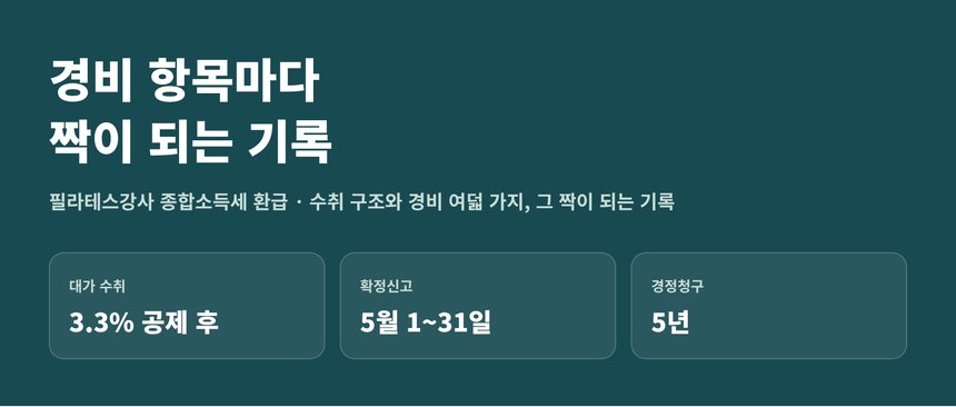 필라테스강사 종합소득세 환급 안내 — 경비 항목마다 짝이 되는 기록