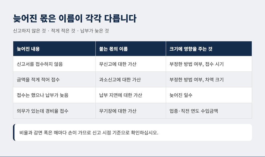 무신고와 과소신고, 납부지연 가산이 붙는 내용과 영향 요인