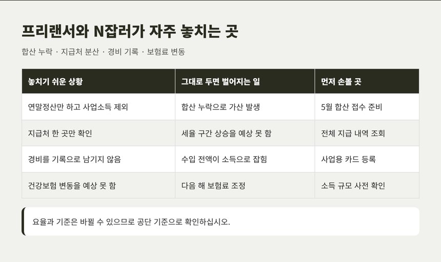 프리랜서와 N잡러가 자주 놓치는 합산신고와 경비 기록