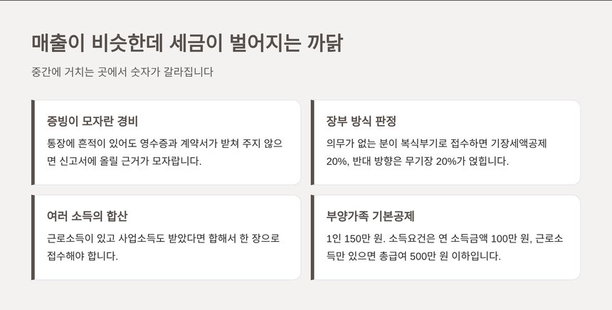 매출이 비슷해도 세금이 벌어지는 네 가지 원인 정리